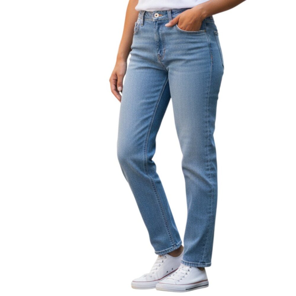 OLD NAVY Medium Blue High Rise Wide Leg Distressed Jeans - Size 33x30